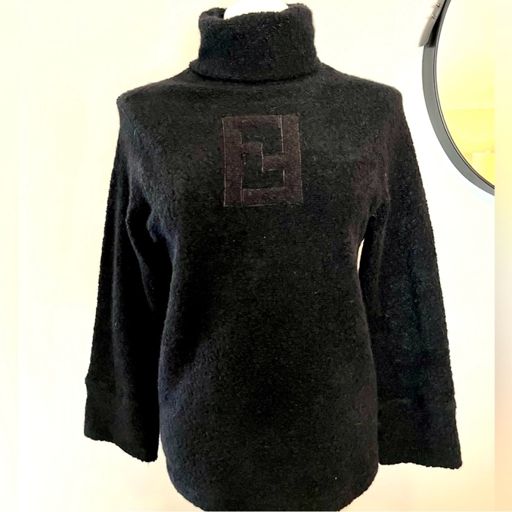 Fendi Black Turtleneck Cowl Sweater